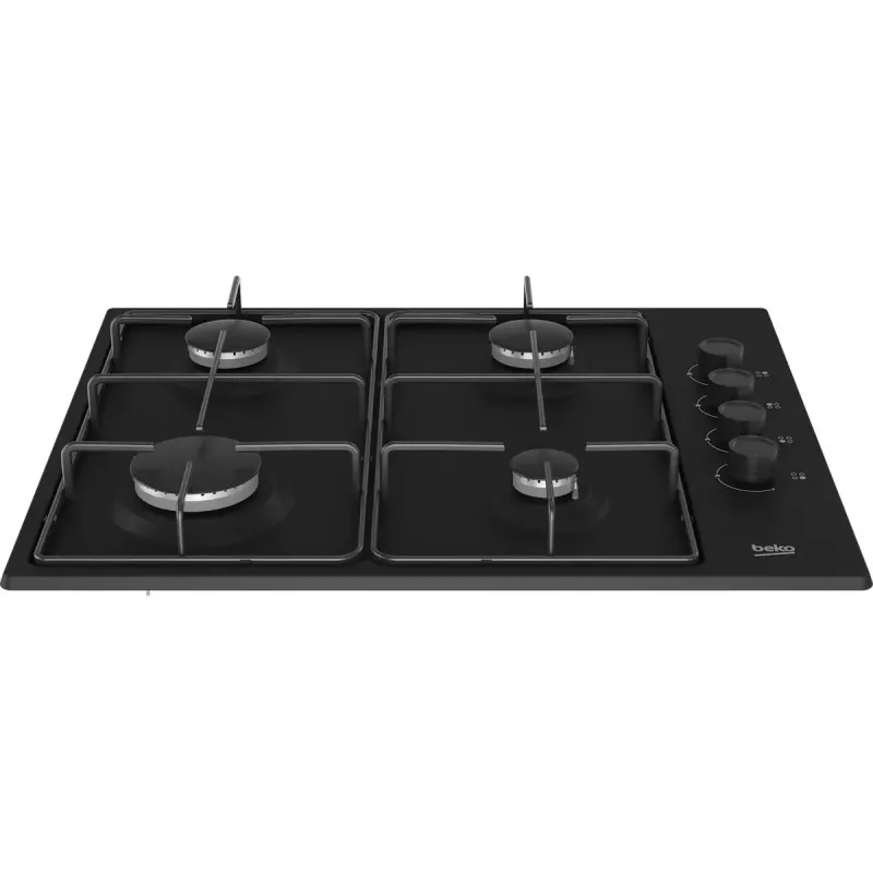 Placa de cozinha a gás encastrada Beko HIBG64120SB, 4 zonas, controlo mecânico