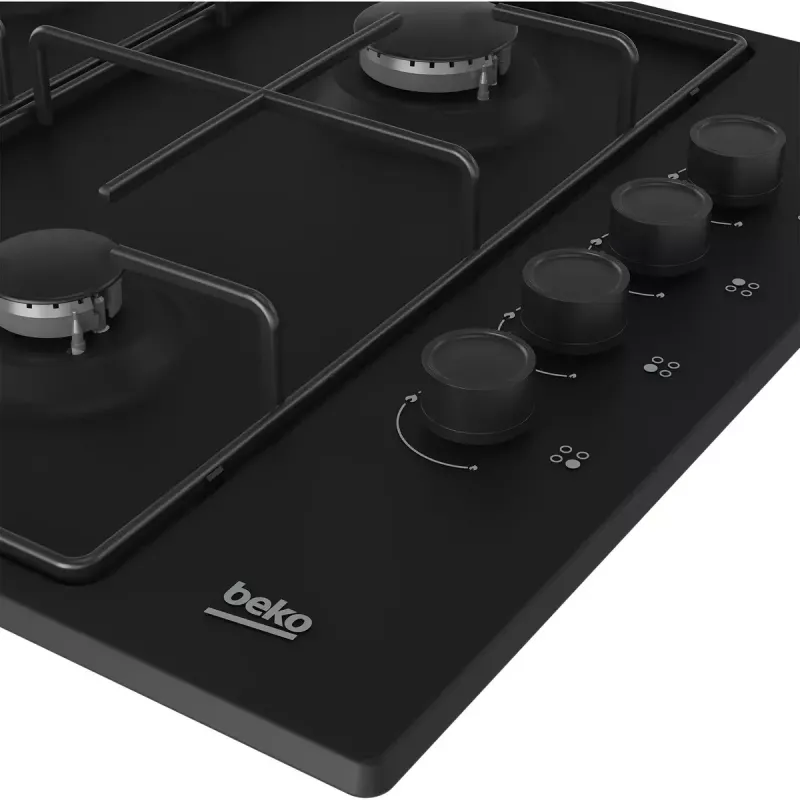 Placa de cozinha a gás encastrada Beko HIBG64120SB, 4 zonas, controlo mecânico