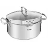 Conjunto de panelas Tefal Duetto+ G719S7, aço inoxidável, 7 peças (caçarolas com cabo Ø16/20/24 cm, panela de brasear Ø16 cm), indução, tampas, resistente ao forno até 250°C