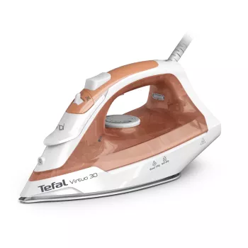 Ferro de engomar Tefal Virtuo 30 FV2C40E0 a seco e a vapor, base cerâmica, 2000 W, pêssego, branco
