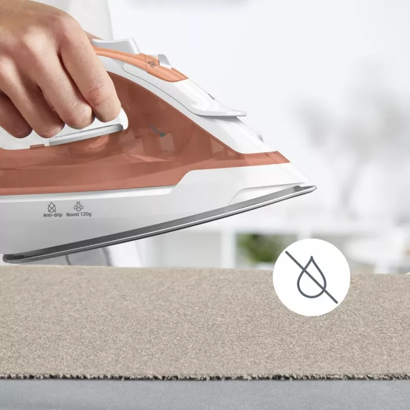 Ferro de engomar Tefal Virtuo 30 FV2C40E0 a seco e a vapor, base cerâmica, 2000 W, pêssego, branco