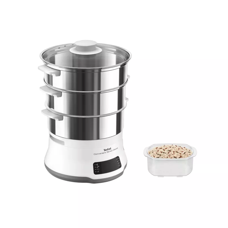 Tefal Convenient Series Deluxe VC502D vaporizador 3 cestos bancada 900 W aço inoxidável, branco
