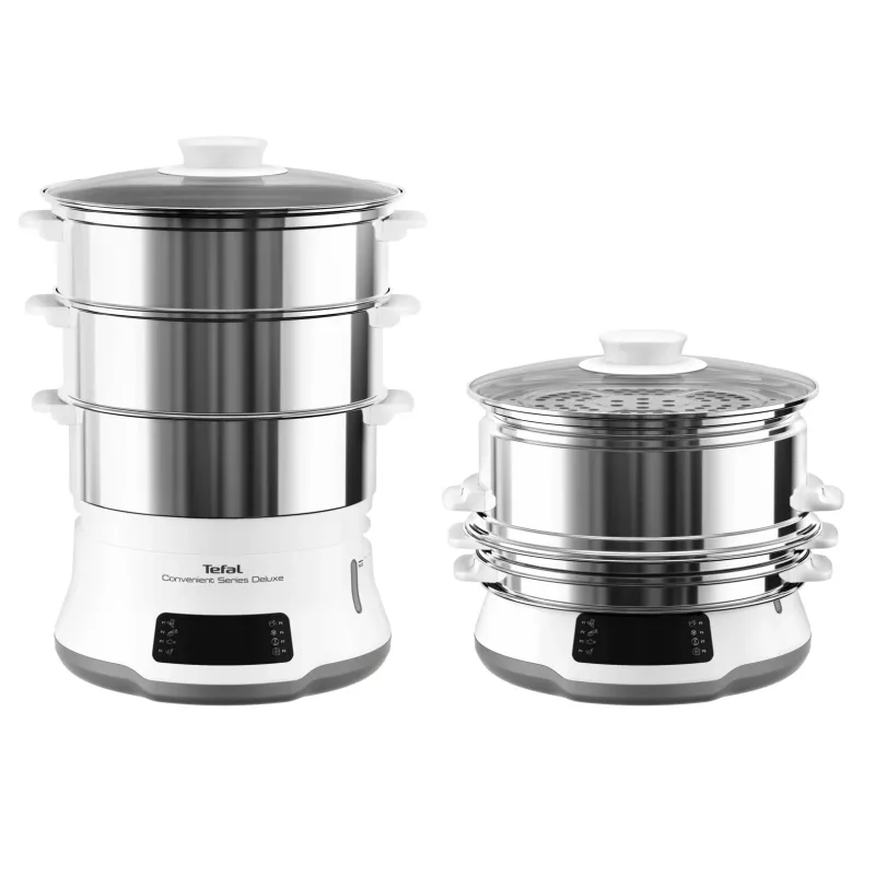 Tefal Convenient Series Deluxe VC502D vaporizador 3 cestos bancada 900 W aço inoxidável, branco
