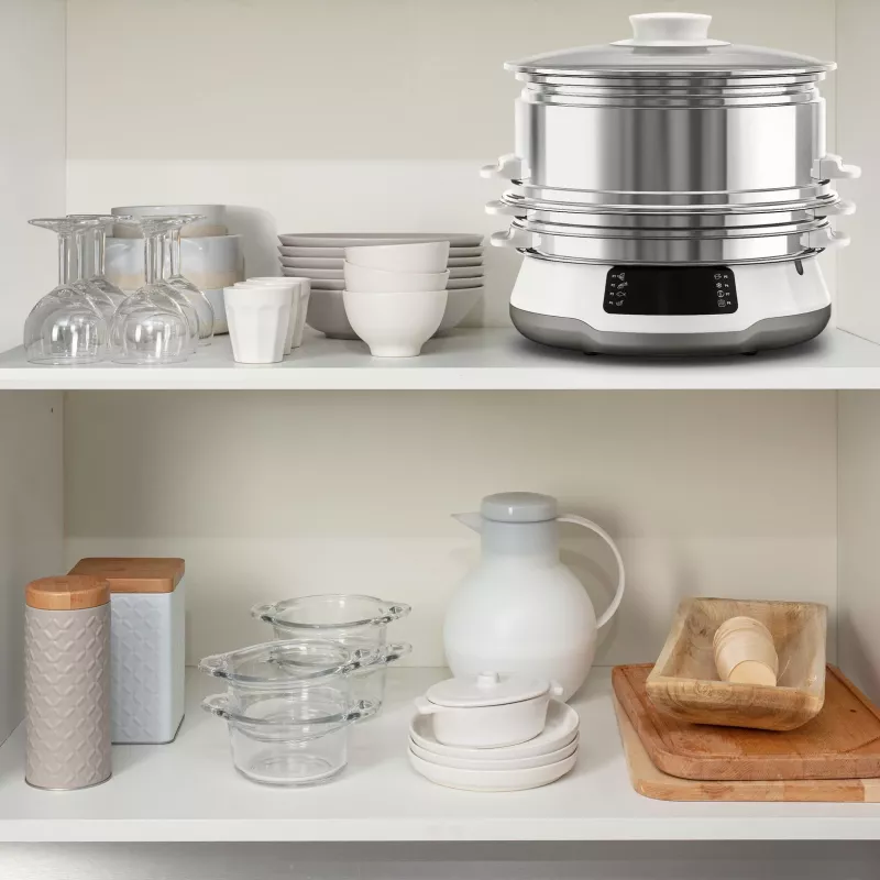 Tefal Convenient Series Deluxe VC502D vaporizador 3 cestos bancada 900 W aço inoxidável, branco