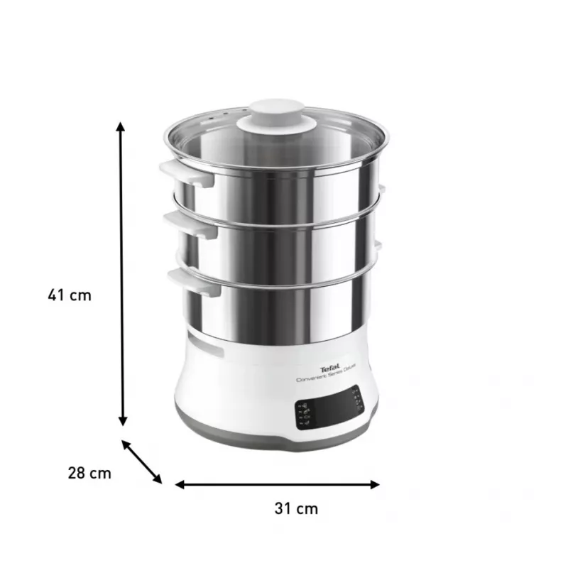 Tefal Convenient Series Deluxe VC502D vaporizador 3 cestos bancada 900 W aço inoxidável, branco