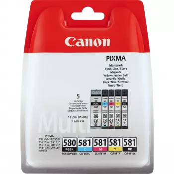 Cartucho Canon PGI-580 PGBK/CLI-581 CMYBK sortido preto ciano magenta