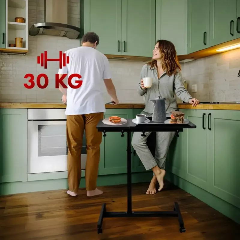 Suporte de mesa portátil móvel e ajustável em altura MACLEAN MC-121 B – altura, inclinação e rodas ajustáveis, carga de 30 kg, preto
