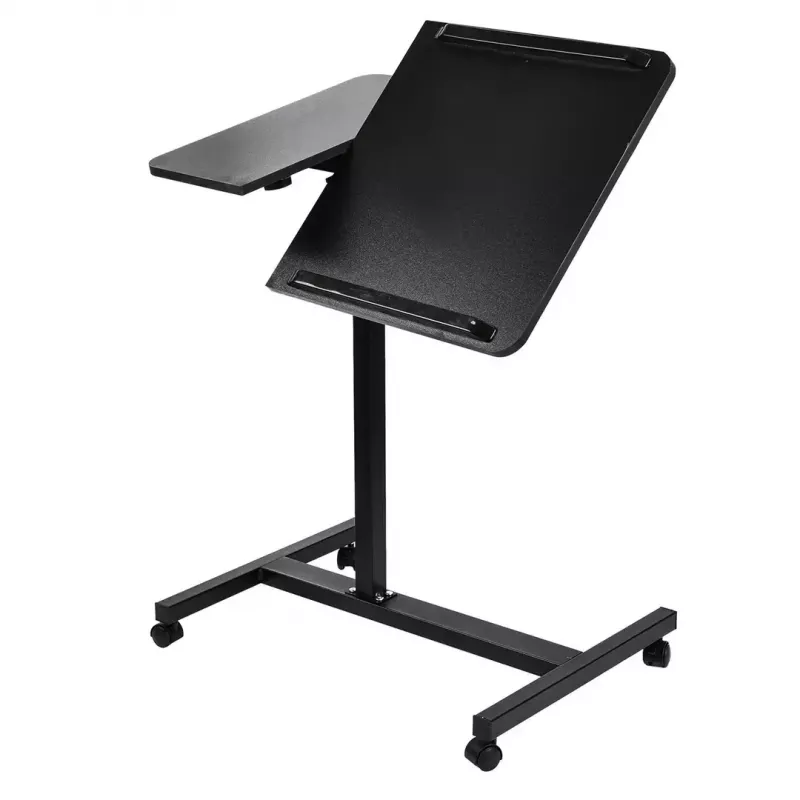 Suporte de mesa portátil móvel e ajustável em altura MACLEAN MC-121 B – altura, inclinação e rodas ajustáveis, carga de 30 kg, preto