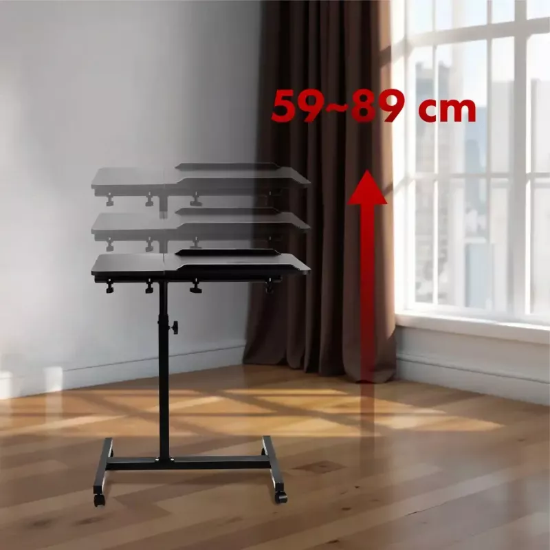 Suporte de mesa portátil móvel e ajustável em altura MACLEAN MC-121 B – altura, inclinação e rodas ajustáveis, carga de 30 kg, preto