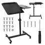 Suporte de mesa portátil móvel e ajustável em altura MACLEAN MC-121 B – altura, inclinação e rodas ajustáveis, carga de 30 kg, preto