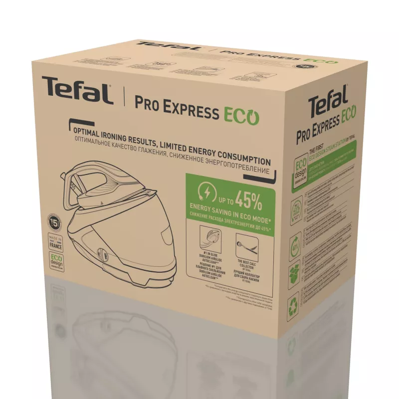 Central de engomar a vapor Tefal Pro Express Eco GV9E22E0 2200 W 1,8 L base Durilium AirGlide Autoclean bege, branco