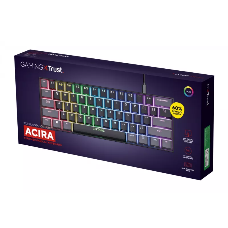 Teclado Gaming Trust GXT 867 Acira USB QWERTY US-Inglês Preto
