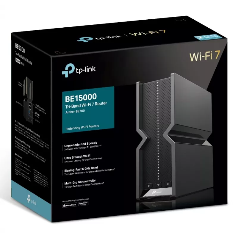 Router Wi-Fi TP-Link Archer BE700 Multi-Gigabit Ethernet Tri-Band (2,4 GHz / 5 GHz / 6 GHz) Preto