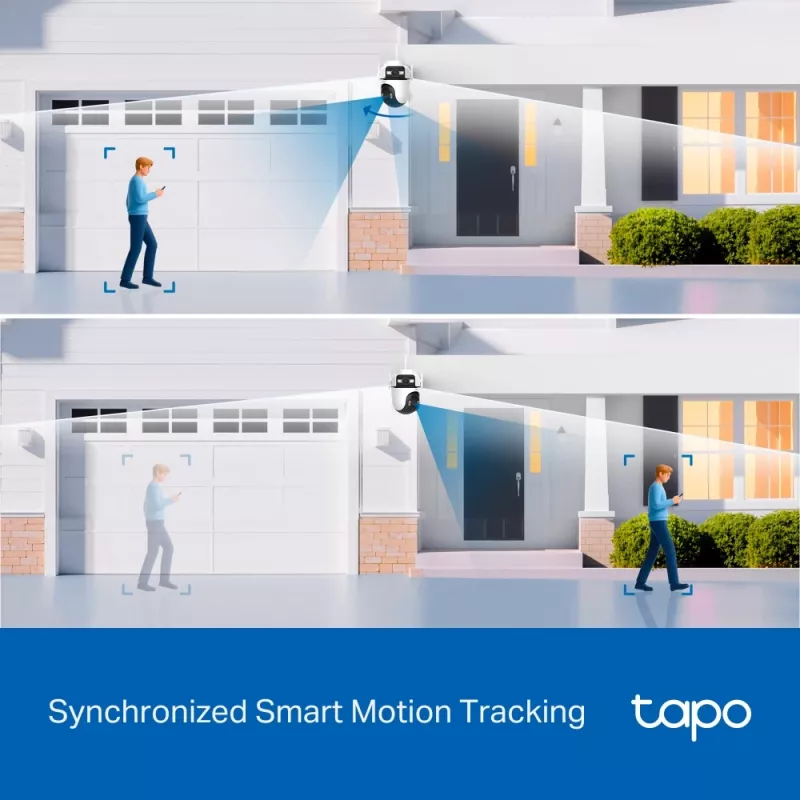 Câmara de vigilância TP-Link Tapo Outdoor Dual Lens Pan/Tilt, Câmara de vigilância IP, Exterior, Com fios e sem fios, Montagem em teto/parede/mastro, Branco, Esférica