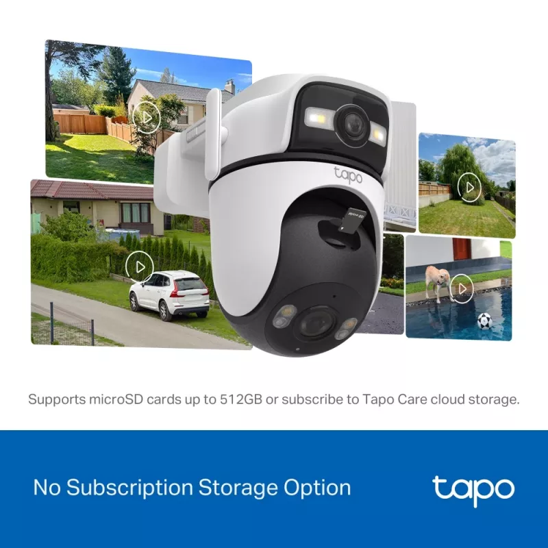 Câmara de vigilância TP-Link Tapo Outdoor Dual Lens Pan/Tilt, Câmara de vigilância IP, Exterior, Com fios e sem fios, Montagem em teto/parede/mastro, Branco, Esférica