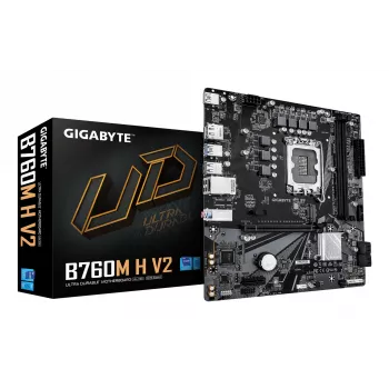 Placa-mãe GIGABYTE B760M H V2 – Suporta CPUs Intel Core de 14.ª geração, VRM digital 5+1+1 fases, até 8000 MHz DDR5 (O.C.), 1x PCIe 4.0 M.2, 1GbE LAN, USB 3.2 Gen1