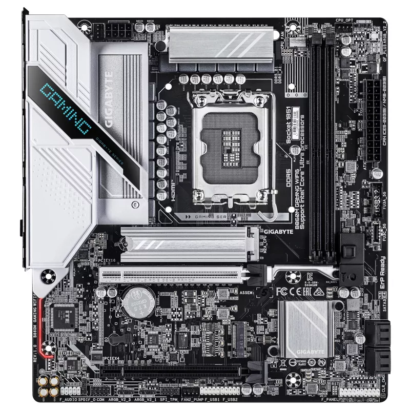 Motherboard GIGABYTE B860M GAMING WIFI6 — Micro ATX, LGA 1851, DDR5 até 9066MHz, 2 DIMM, PCIe 5.0, 2,5GbE, Wi‑Fi 6E