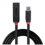 Lindy 10m extensão ativa USB 3.0 fina, USB 3.2 Gen 1 (3.1 Gen 1) Type-C, USB 3.2 Gen 1 (3.1 Gen 1) Type-C, 5000 Mbit/s, preto, acrilonitrilo-butadieno-estireno (ABS), cabo redondo
