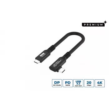 Cabo USB-C para USB-C MicroConnect USB3.2CC015-A, USB 3.2 Gen 2x2, 20 Gbit/s, 0,15 m, preto