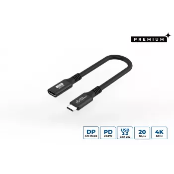 Cabo USB-C para USB-C MicroConnect USB3.2CC015EX, USB 3.2 Gen 2x2, 0,15 m, preto
