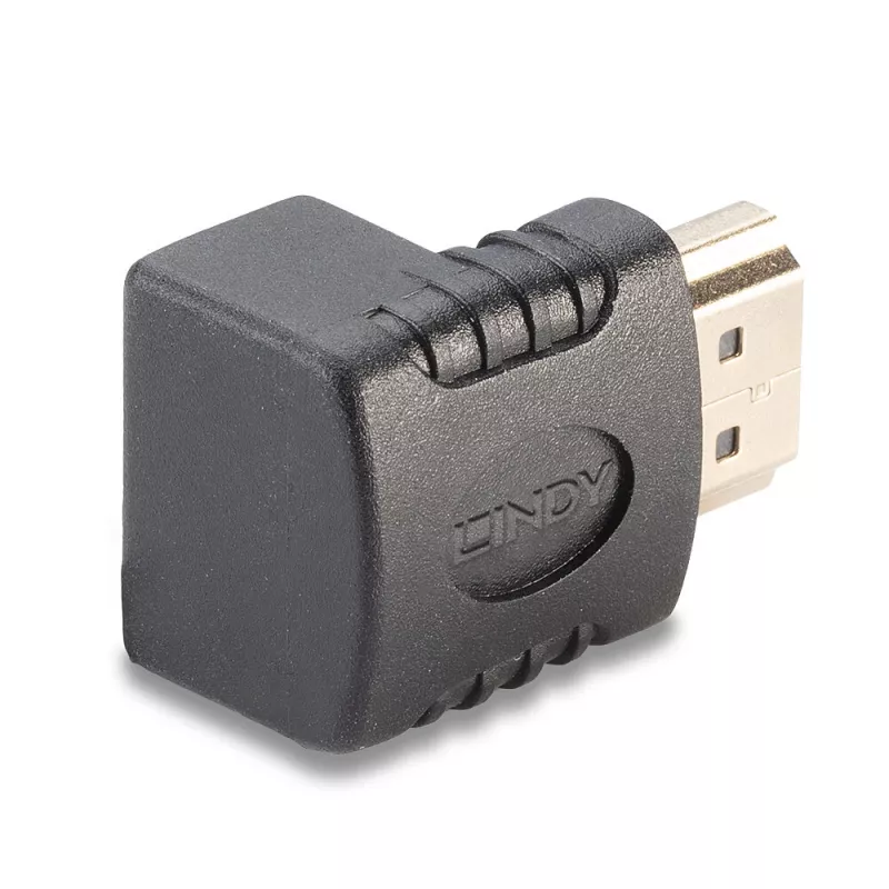 Adaptador angular de 90 graus Lindy conector fêmea HDMI para ficha macho HDMI para cima