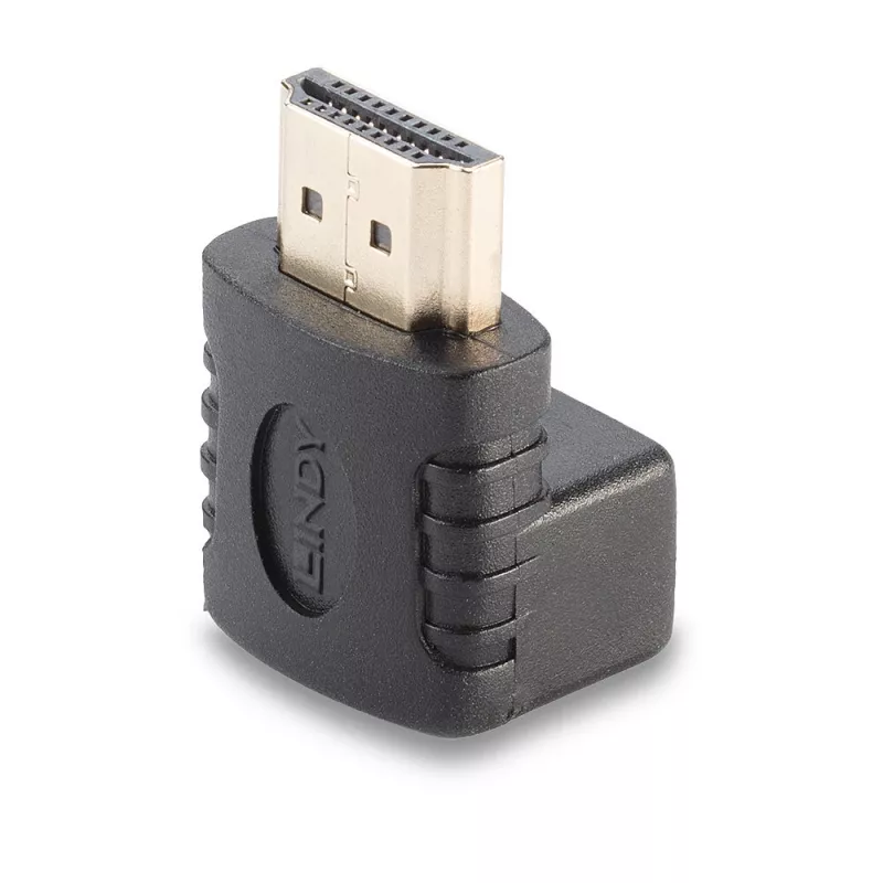 Adaptador angular de 90 graus Lindy conector fêmea HDMI para ficha macho HDMI para cima