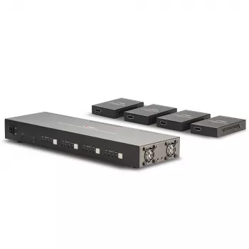 Extensor matriz HDMI 4K60 Lindy 70m Cat.6 4x4, 3840 x 2160 píxeis, transmissor e recetor AV, 70 m, com fios, preto, HDCP