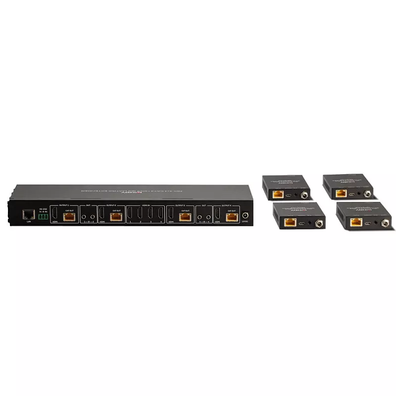 Extensor matriz HDMI 4K60 Lindy 70m Cat.6 4x4, 3840 x 2160 píxeis, transmissor e recetor AV, 70 m, com fios, preto, HDCP