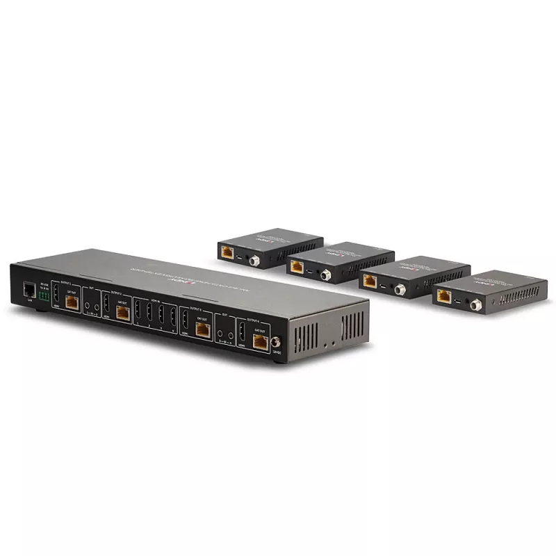 Extensor matriz HDMI 4K60 Lindy 70m Cat.6 4x4, 3840 x 2160 píxeis, transmissor e recetor AV, 70 m, com fios, preto, HDCP
