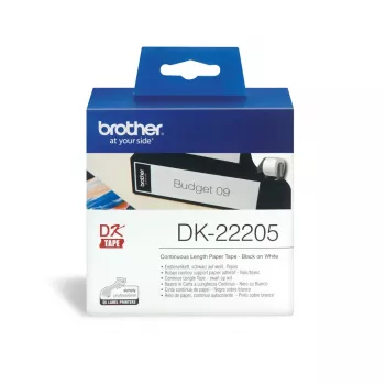 Etiqueta contínua Brother DK22205 preto sobre branco 6,2 cm x 30,48 m