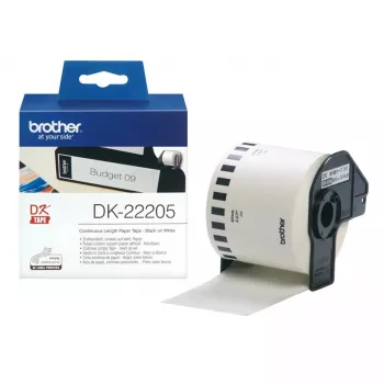 Etiqueta contínua Brother DK22205 preto sobre branco 6,2 cm x 30,48 m