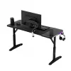 Secretária gaming de altura ajustável huzaro Hero 3.6 RGB preto — 1400×600 mm, altura 560–790 mm, iluminação RGB, pernas em H