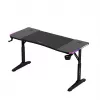 Secretária gaming de altura ajustável huzaro Hero 3.6 RGB preto — 1400×600 mm, altura 560–790 mm, iluminação RGB, pernas em H