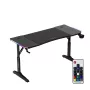 Secretária gaming de altura ajustável huzaro Hero 3.6 RGB preto — 1400×600 mm, altura 560–790 mm, iluminação RGB, pernas em H