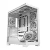 Caixa de PC MODECOM VOLCANO STELLAR PLUS ARGB MIDI 8F BRANCO — Mid-Tower, ATX, vidro temperado, iluminação ARGB, 8 ventoinhas, GPU até 42 cm