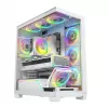 Caixa de PC MODECOM VOLCANO STELLAR PLUS ARGB MIDI 8F BRANCO — Mid-Tower, ATX, vidro temperado, iluminação ARGB, 8 ventoinhas, GPU até 42 cm