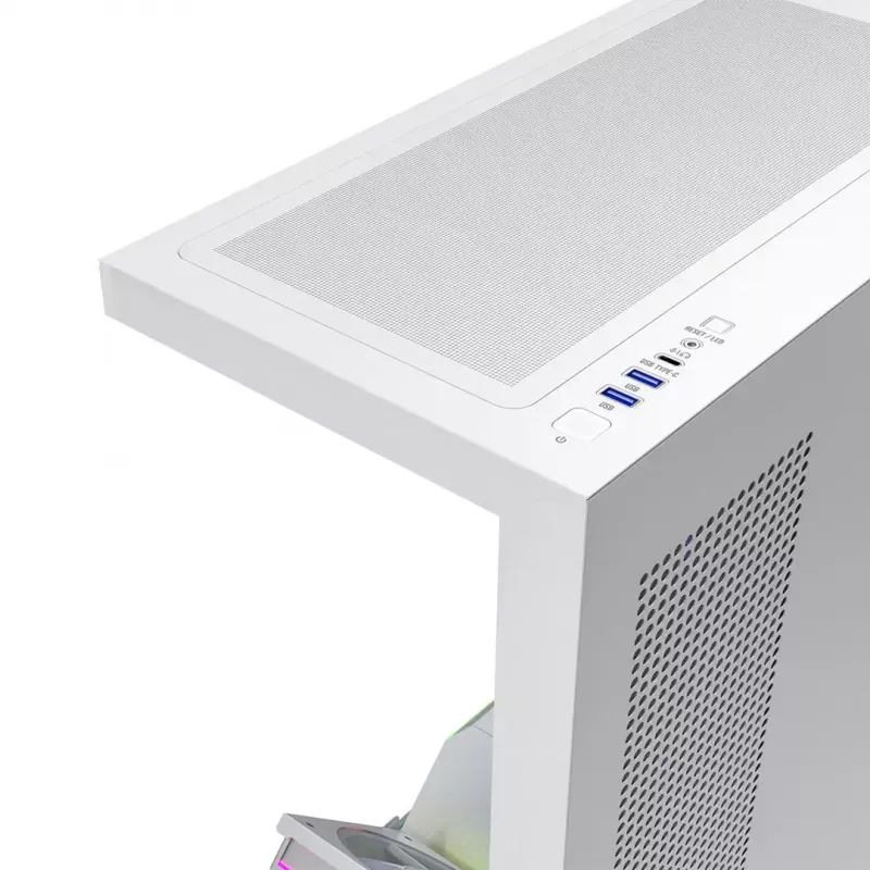 Caixa de PC MODECOM VOLCANO STELLAR PLUS ARGB MIDI 8F BRANCO — Mid-Tower, ATX, vidro temperado, iluminação ARGB, 8 ventoinhas, GPU até 42 cm