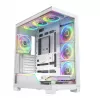 Caixa de PC MODECOM VOLCANO STELLAR PLUS ARGB MIDI 8F BRANCO — Mid-Tower, ATX, vidro temperado, iluminação ARGB, 8 ventoinhas, GPU até 42 cm