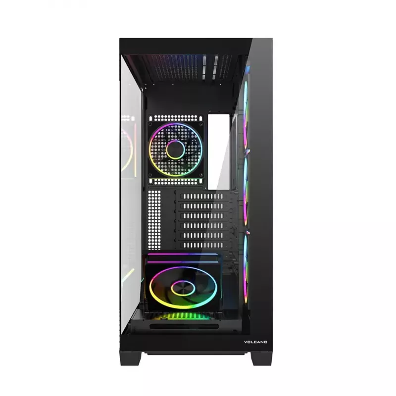 Caixa PC Mid-Tower MODECOM VOLCANO STELLAR PLUS ARGB MIDI, 5 ventoinhas frontais, vidro temperado, USB-C