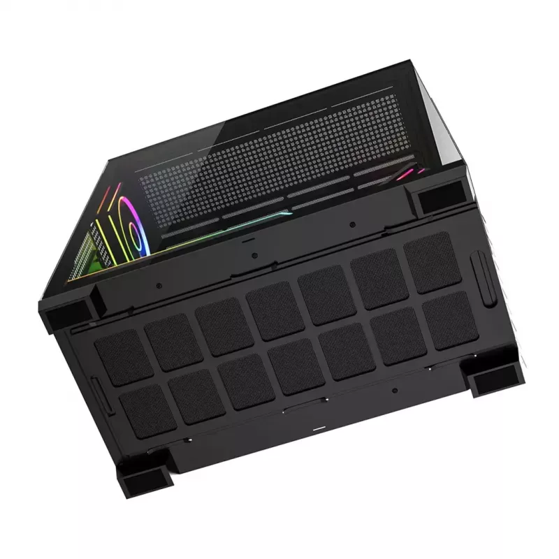 Caixa PC Mid-Tower MODECOM VOLCANO STELLAR PLUS ARGB MIDI, 5 ventoinhas frontais, vidro temperado, USB-C