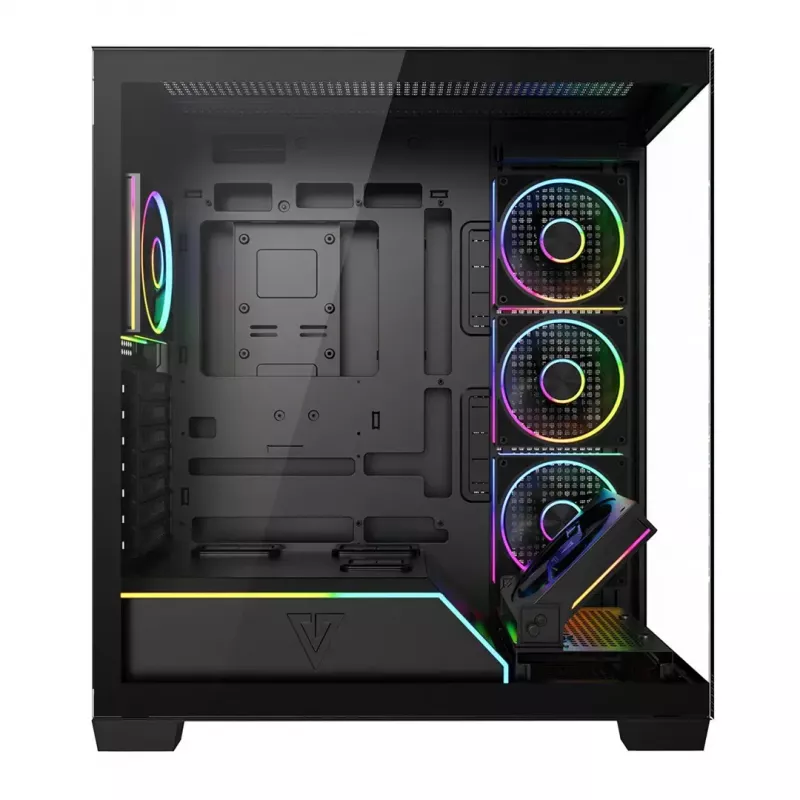 Caixa PC Mid-Tower MODECOM VOLCANO STELLAR PLUS ARGB MIDI, 5 ventoinhas frontais, vidro temperado, USB-C