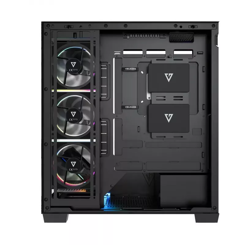 Caixa PC Mid-Tower MODECOM VOLCANO STELLAR PLUS ARGB MIDI, 5 ventoinhas frontais, vidro temperado, USB-C