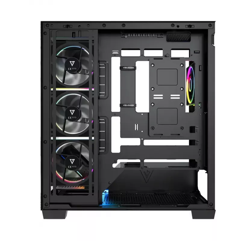 Caixa PC Mid-Tower MODECOM VOLCANO STELLAR PLUS ARGB MIDI, 5 ventoinhas frontais, vidro temperado, USB-C