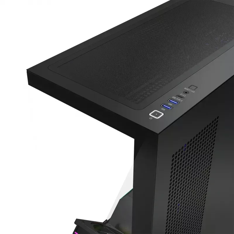 Caixa PC Mid-Tower MODECOM VOLCANO STELLAR PLUS ARGB MIDI, 5 ventoinhas frontais, vidro temperado, USB-C
