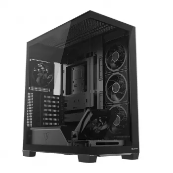 Caixa PC Mid-Tower MODECOM VOLCANO STELLAR PLUS ARGB MIDI, 5 ventoinhas frontais, vidro temperado, USB-C