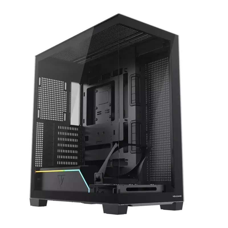 Caixa de PC MODECOM VOLCANO STELLAR PLUS MIDI PRETO — Mid-Tower ATX, vidro temperado, USB-C, suporta placas gráficas até 420 mm
