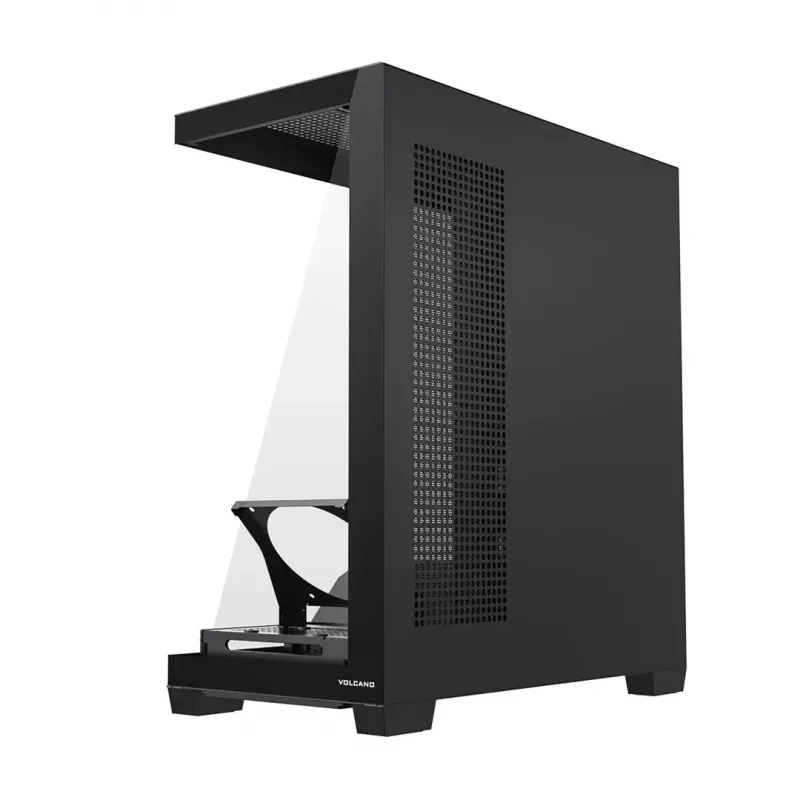 Caixa de PC MODECOM VOLCANO STELLAR PLUS MIDI PRETO — Mid-Tower ATX, vidro temperado, USB-C, suporta placas gráficas até 420 mm
