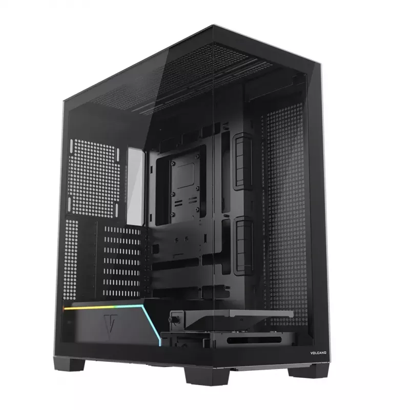 Caixa de PC MODECOM VOLCANO STELLAR PLUS MIDI PRETO — Mid-Tower ATX, vidro temperado, USB-C, suporta placas gráficas até 420 mm