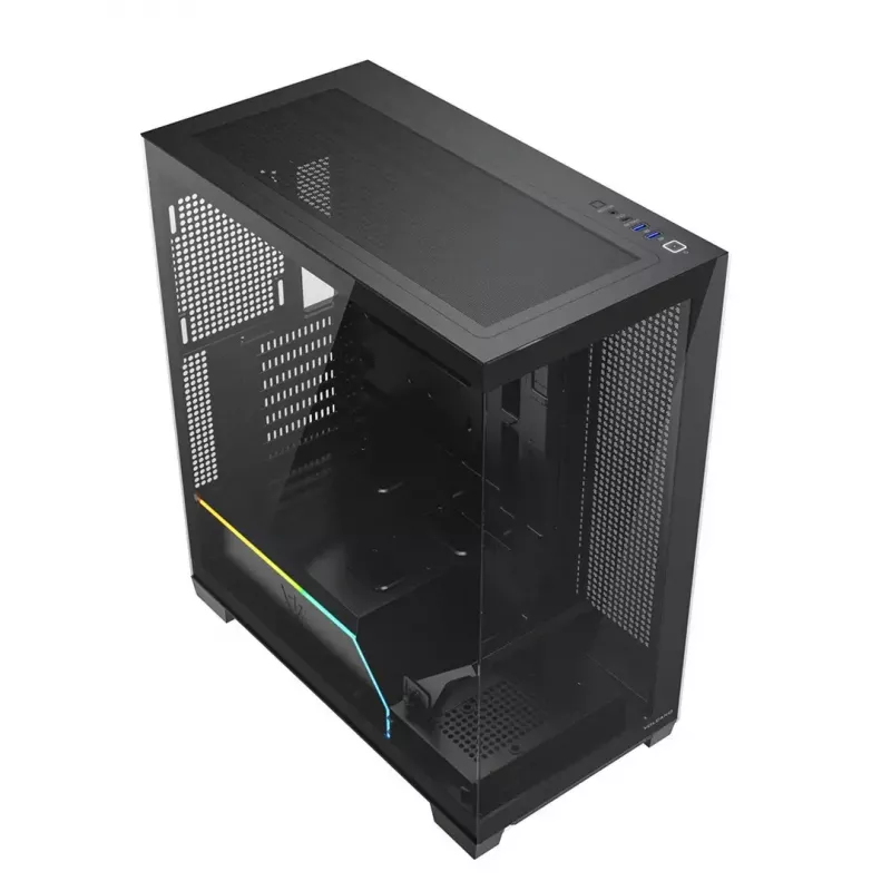 Caixa de PC MODECOM VOLCANO STELLAR PLUS MIDI PRETO — Mid-Tower ATX, vidro temperado, USB-C, suporta placas gráficas até 420 mm