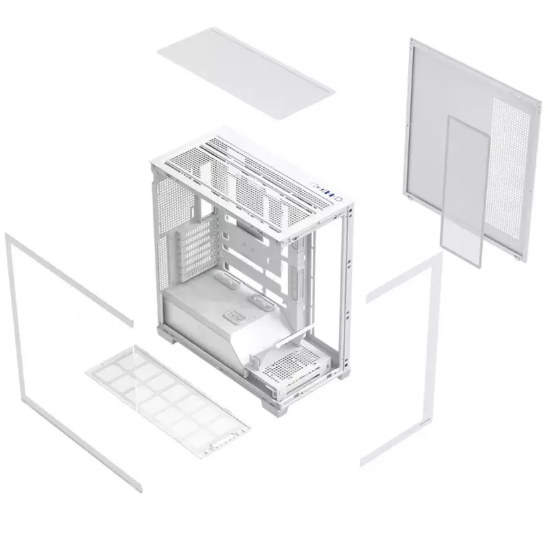 Caixa de PC MODECOM VOLCANO STELLAR PLUS MIDI BRANCO — Midi Tower, microATX, vidro temperado, USB-C, suporta GPU 420 mm